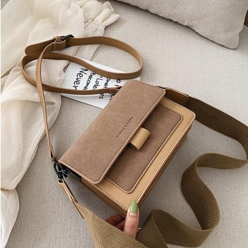 New Fashion Suede PU Leather Shoulder Crossbody bags for Women 2021 Handbags Ladies Messenger Bag Female Purse Two Straps