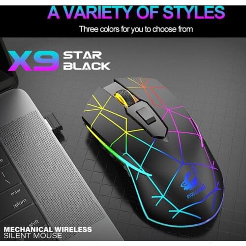Rechargeable 2400 DPI Adjustable Silent Mice Wireless RGB Luminous Game Mouse Laptop Computer Ergonomic Mice Silent