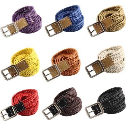 Casual Women Braided Waist Belt Wax Rope Braided Belts 100cm Female Belt Jeans Wide Belt Black Metal Buckle Knitted Waistband