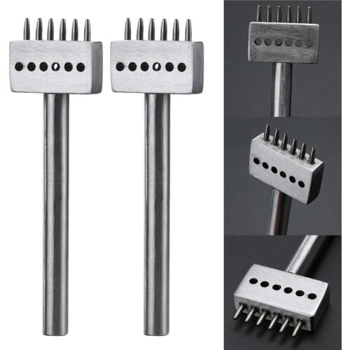 3PCS Leather Punch Tool 6mm 2/4/6 Prong Leather Craft Tools DIY Row Circular Cut Hole Stitched Hole Spacing Hand Tool