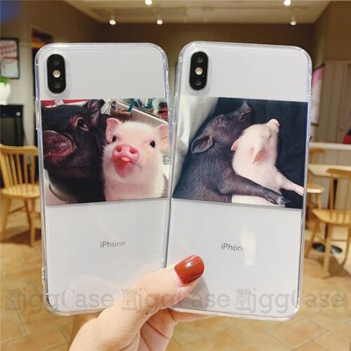 Funny Cartoon Pig clear Phone Case For iphone 12 11 Pro XS Max X XR Cover For iphone 6S 7 8 plus 12Pro Soft Cute Couple Cases