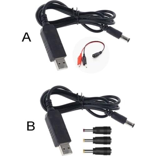QC 3.0 USB To DC 5V-12V Adjustable Voltage Step Up 2.5/3.5/4.0/5.5mm Power Cable For WiFi Router Speaker Fan IP Camera More Elec