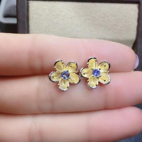 The Best Engagement Gift 100% Natural and real Tanzanite Earring 925 sterling silver Fine jewelry