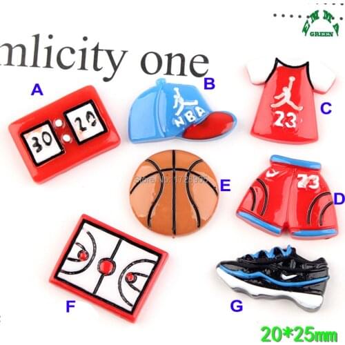 Sport Charms for Kids Basketball Cabochons 10pcs Flat back Resin Cabochon Fit Phone Deco Parts DIY Slime Scrapbooking Craft