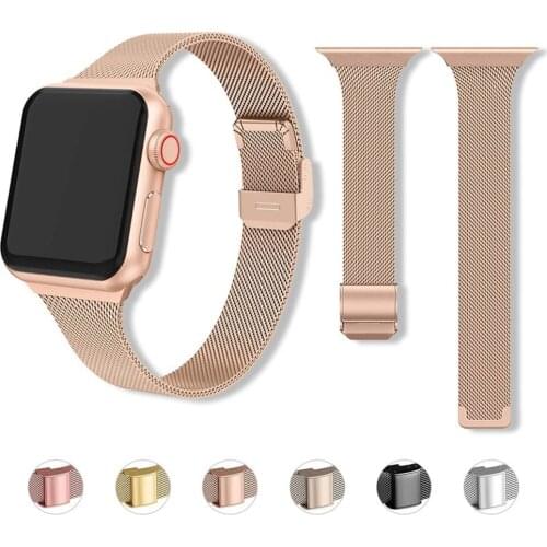 Silm Milanese loop For Apple Watch 5 band 44mm 40mm iWatch band 38mm 42mm luxury watchband bracelet for Apple watch series 5 4