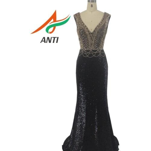 Anti Hot Sale V-Neck Beads Backless Evening Dress Lace Floor-Length Robe De Soiree Elegant Prom Dress With Fast Delivery
