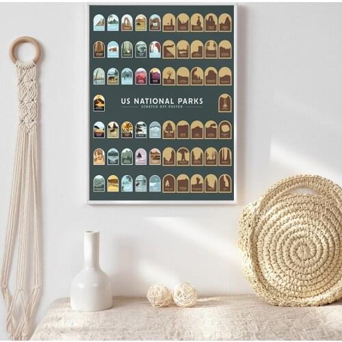 Vintage Travel Cities Poster New York US National Parks Scratch Off Posters Print Landscape Art Canvas Painting Wall Pictures