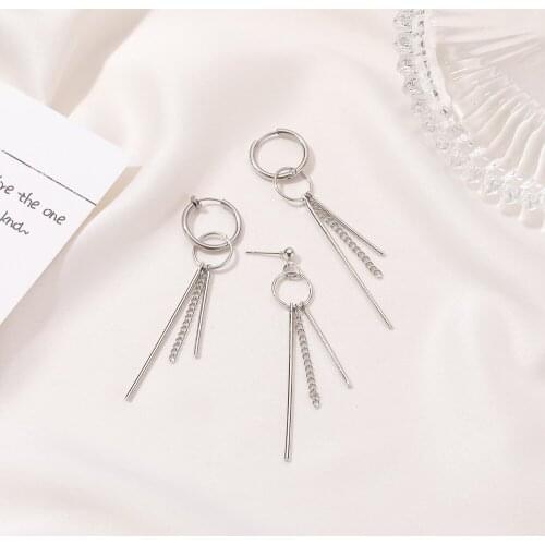 Chain Tassel Earrings Punk Long Silver Color Drop Earrings For Women Earing Jewelry Earings Earring Kolczyki Pendientes M121
