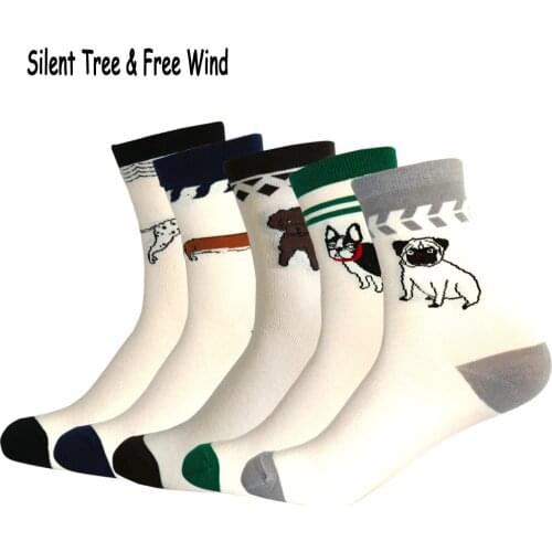 Funny Mens Puppy Dog Cartoon Short Socks Male Novelty Male Bulldog Dalmatian Poodle Pug Dachshund Cotton Sock Cheap
