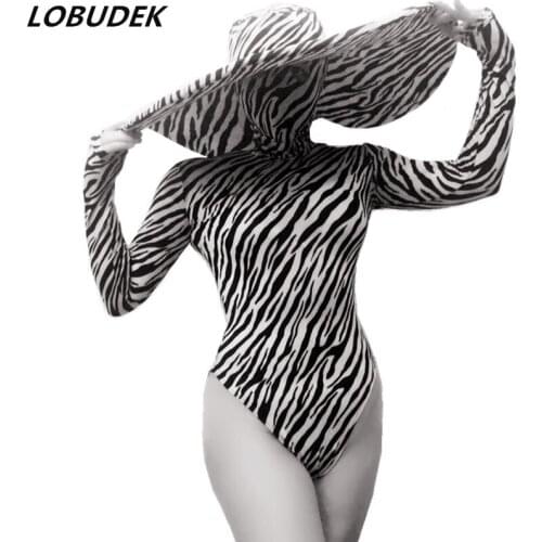 Hat+Bodysuit+Headgear) Female 3 Piece Set Stage Costume Nightclub Clothing Lady Bar DJ Singer Dance Teams Performance Jumpsuits