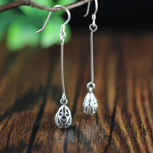 Bali, India and Nepal handmade 925 sterling silver jewelry earrings For Women Hollow Drop Earrings for women