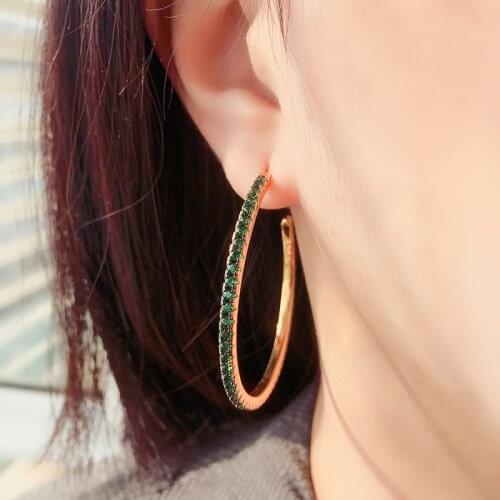 Hot New Copper multicolor AAA Cubic Zirconia Big Round Earrings Fashion temperament Female Party Gift For Womens Fashion jewelry