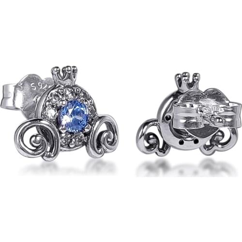 Cinderella Pumpkin Car Stud Earrings 2020 Winter Gift Sterling Silver Jewelry Earrings For Woman Party Jewelry Making