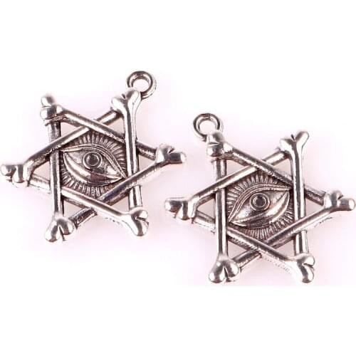 10pcs Tibetan Silver David Star Evil Eye Shape Charms Pendants For Necklace Bracelet Jewelry Making DIY Handmade 23533