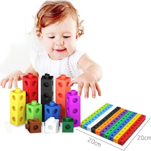 100Pcs 10 colors Multilink Linking Counting Cubes Snap Blocks Teaching Math Manipulative Kids Early Education Toy