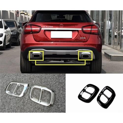 2pcs Stainless Steel Muffler Exhaust Pipe Tail Cover Trim Car Exterior Accessories For Mercedes Benz GLA GLB