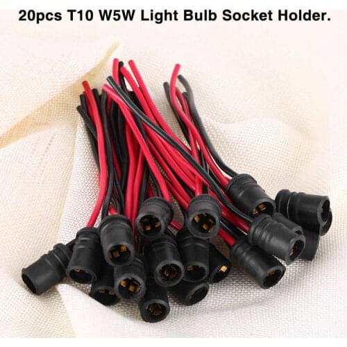 20pcs T10 W5W Light Bulb Extension Socket Holder Connector Soft Rubber for Cars Bikes Boats