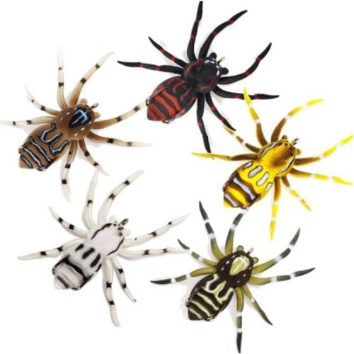 5 Pcs Soft Phantom Spider Bait,Bass Fishing Lure,3D Eyes Fishing Lure,Bionic Weedless Hook,for Bass Snakehead Pike Trout