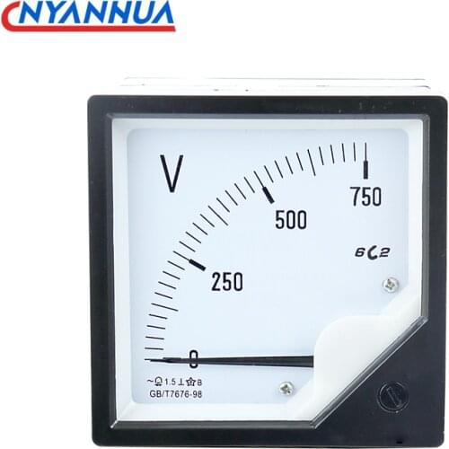 DC Analog Panel Voltmeter 6C2-V Pointer Type Volt Meter Voltmeter Ammete 80*80 Pointer Meter Voltmeter DC