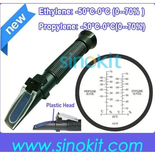 Free Shipping Cheaper Ethylene Glycol/Propylene Glycol Antifreeze Plastic Black handle Refractometer P-RHA-218ATC