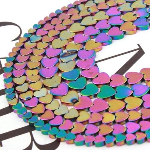 Natural Hematite Beads Heart Multicolor Smooth 4/6/8/10mm Loose Stone Beads For DIY Necklace Bracelets Jewelry Making Strand 15"