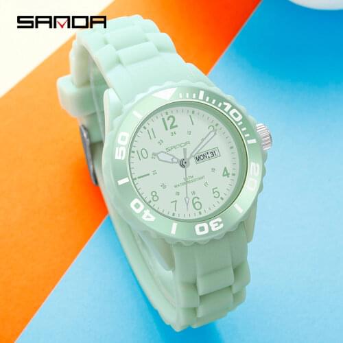 SANDA 2020 New Fashion Delicate Couple Watch Practical Luminous Hands Date Week Quartz Wristwatch Gifts Relogio Masculino 1053