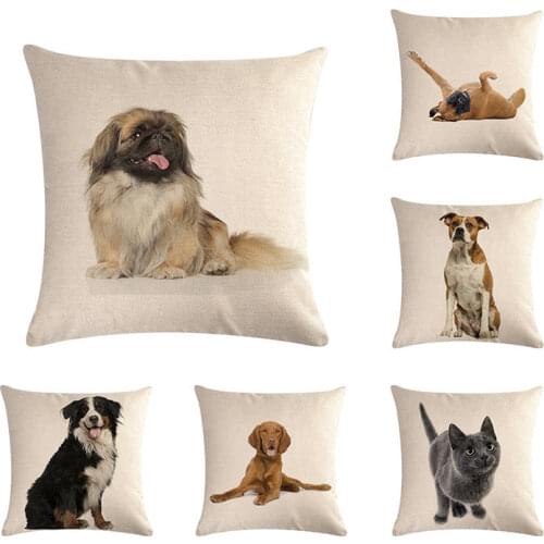 Pet Dog Persian cat Animal Cotton Linen Throw Pillow Case Cushion Cover Home Decor Pillows For Sofa Seat Cushion 45cm*45cm ZY458