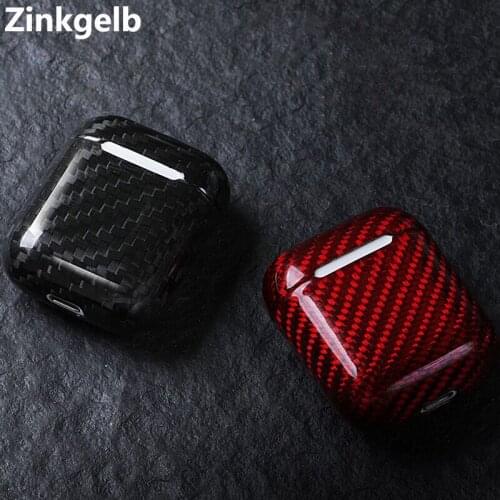 Real Carbon Fiber Case for Apple AirPods Luxury Slim Light Protective Carbon Fiber Earphone Case for AirPods Cover Shockproof