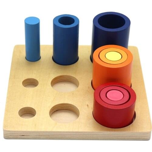 Toddler Montessori Wood Toys Different Circles and Cylinders Block Toy for Children Colors Training Preschool Brinquedos Juguets
