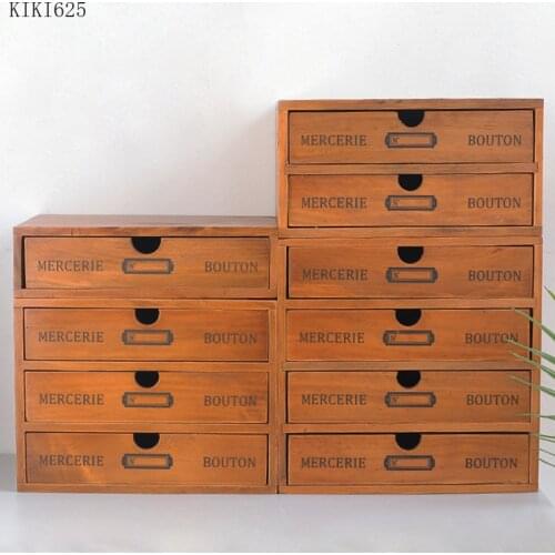 European-style Wooden Storage Box Office Desktop Square Drawer Small Cabinet Household Multi-function Storage Cabinet Home Decor