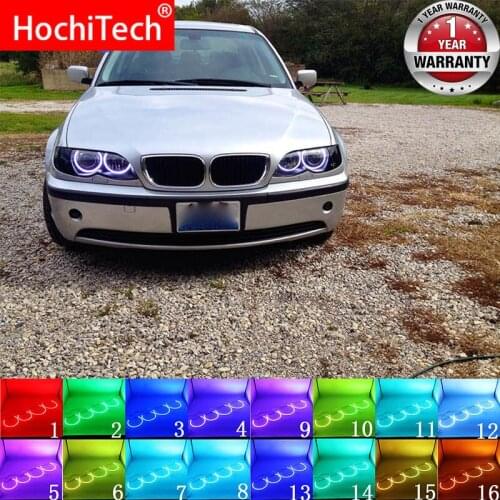 For BMW E46 With PROJECTORS 1998-2005 Accessories Headlight Multi-color RGB LED Angel Eyes Halo Ring Eye DRL RF Remote Control