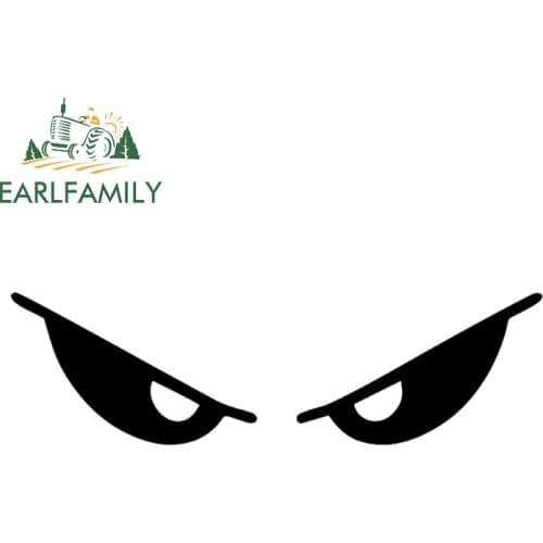 EARLFAMILY 13cm x3.5cm Funny Motorcycle Helmet Reflective Vinyl Decal Sticker Evil Eyes JDM Waterproof Car Sticker Black/Silver
