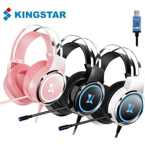 KINGSTAR Gaming Headset with Microphone Wired Headphone 7.1 Surround Stereo Sound Gamer Headphones With LED Backlit Light