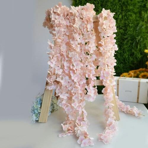 90 Cm Hydrangea Vine Wedding Garlands Flowers For Scrapbooking Home Bathroom Decoration Accessories Artificial Flowers Wholesale