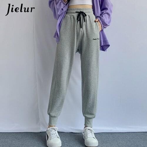 Jielur Trousers Joggers Women M-XXL Loose Letter Print Drawstring Sweatpants Harajuku Pants Korean Casual Harem Pants Spring New