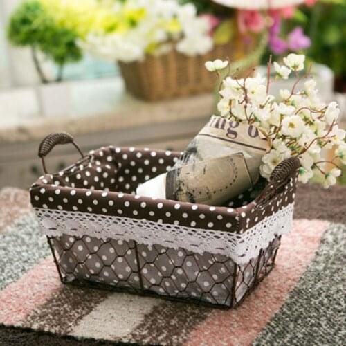 Hand-made storage baskets, woven baskets, household iron art snack storage baskets, desktop storage small fabric baskets