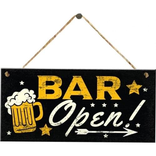 Creative Wooden Plaque Bar Open Print Multi-color Stylish Rectangle Bar Hanging Wooden Plaque for Drunkery Ornaments