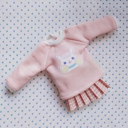 Dolls Blyth Clothes Cartoon Long-sleeve Hoodie+Skirt for Pullip Azone Licca Blyth Shirt Clothing 30CM for 1/6 Doll Accessories