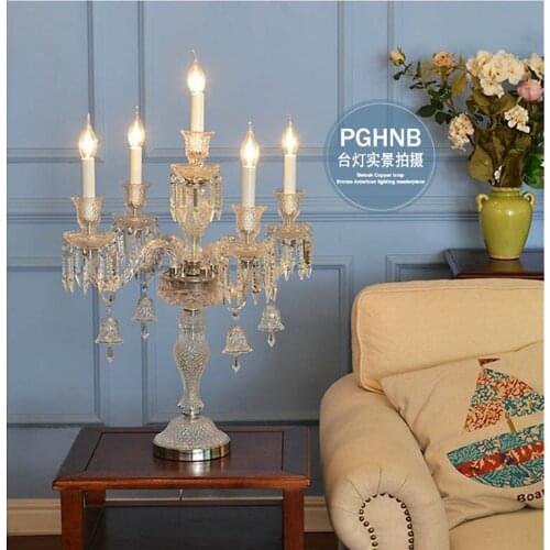 Fashion beatiful French crystal table lamps for bedroom desk lamp modern Bedside american K9 crystal decoration reading lamp