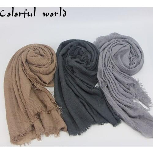 Wholesale price 90*180cm women muslim crinkle hijab scarf femme musulman soft cotton headscarf islamic hijab shawls and wraps