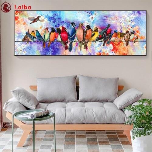 DIY round square diamond embroidery Abstract animal art, colorful bird pattern cross stitch kits 5d diamond painting rhinestone