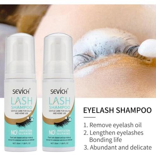 50ml Eyelash Extensions Brush Cleaning Foam Shampoo Kit Eye Lash Glue Cleaner No Stimulation Pump Design Makeup Clean for Women