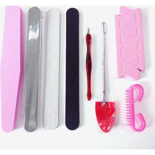 9pcs Finger Manicure Set for Nail Kit Multifunctional Nails Random Color Dead Skin Removal Repairing Tools