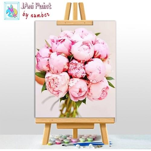 Bouquet Pink Peony painting by numbers flowers canvas painting wall art decorative frames paintings for home home decor