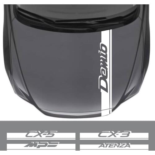 Car Hood Cover Stripes Stickers For Mazda Demio CX-5 CX-3 3 6 Axela Atenza MS MPS Auto Engine Bonnet Trim Decals Car Accessories