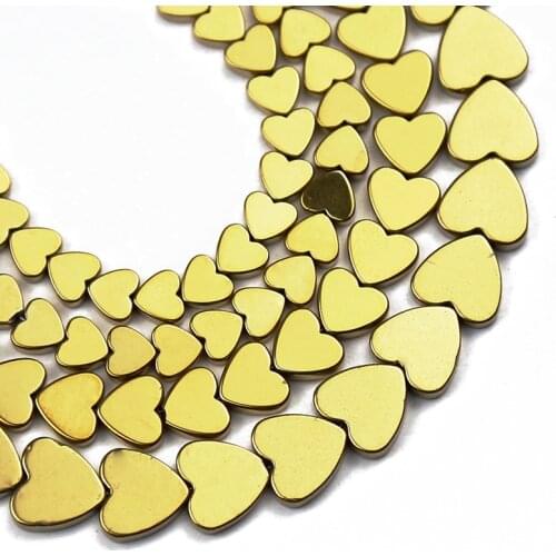 YHBZRET Natural heart Shape Gold Hematite Stone Loose Spacer Beads For Jewelry Making Diy Bracelet Necklace Accessories 6/8/10mm