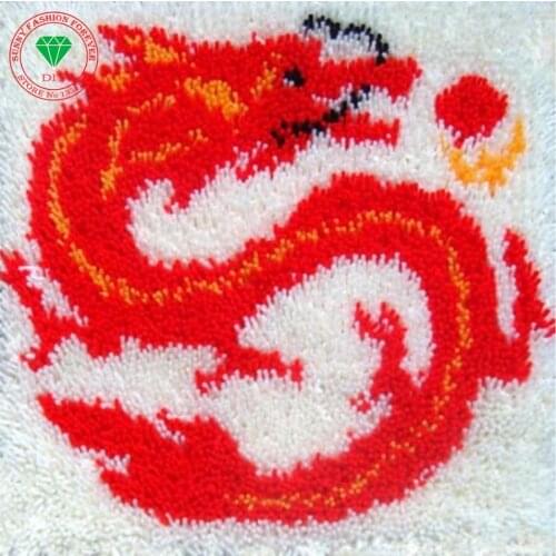 Red dragon Needlework Cross-stitch carpet cushion Patchwork Pillowcase diy pillowcase embroidery thread Latch hook rug kit Craft