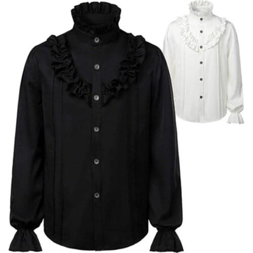 2021 New Medieval Costume Steampunk European American Mens Folded Pirate Shirt Inside the top Men Clothing Sweaters Pullover
