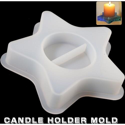 New Silicone Candle Holder Mould Candlestick Resin Epoxy Casting Mold Star Shape Tea Light Mold DIY Craft Handmade Homedecor
