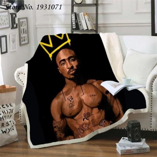 NEW 2PAC Rapper Hip Hop 3D Printed Fleece Blanket for Beds Thick Quilt Fashion Bedspread Sherpa Throw Blanket Adults Kids 13